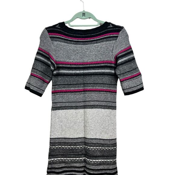 Thomas Pink Cashmere Blend Sweater Dress Short Sleeve Striped Gray Pink Women‎ S - Picture 5 of 5